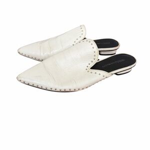 Rebecca Minkoff White Studded Pointed-Toe Mule Slip-Ons